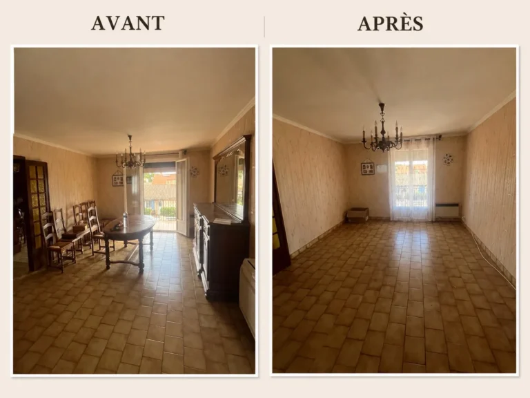 Avant et après : salle à manger vidée lors d'un débarras