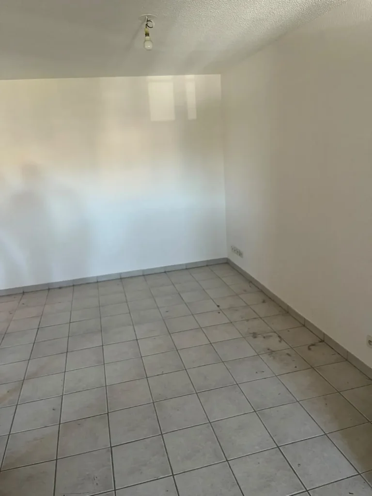 Séjour vidé après le débarras d'un appartement à Saint-Clément-de-Rivière